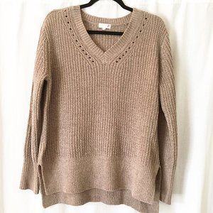NWT SO Brown V-neck Chenille Tunic Sweater